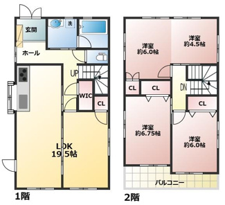 【間取り】 | 姫路市飾磨区矢倉一丁目　中古戸建 | ライフスタイルに合わせて間取りを変えられます♪◆4ＬＤＫの全室洋室で収納付きの為、お部屋がスッキリと片づきます♪
多目的に使える収納あり♪