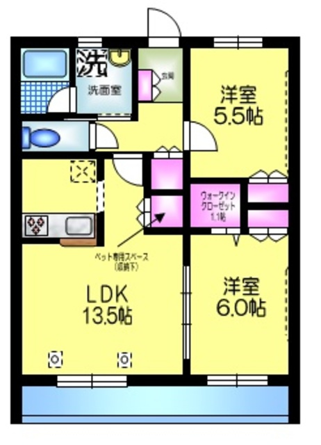 扇グリーンヴィレッジ　Ｃの間取り|★ペット専用スペースあり★