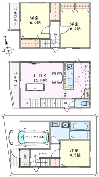 新座市北野2丁目　新築一戸建　東武東上線　志木　の間取り