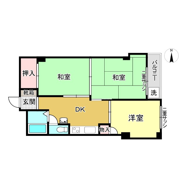 京都一乗寺コーポラスの間取り