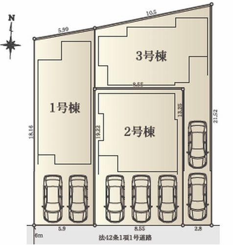 【仲介手数料０円】茅ヶ崎市中島　新築一戸建て　全3棟の区画図|【仲介手数料０円】茅ヶ崎市中島　新築一戸建て　全3棟