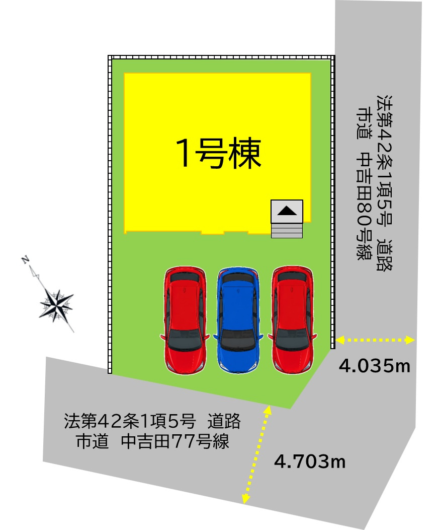 小倉南区中吉田1丁目1期1号棟の区画図