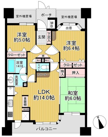 レクセルマンション西川口第3の間取り|玄関から右側からも左側からもリビングへアクセスできる2WAY動線を採用し、生活や家事がスムーズに行える優れた間取りです。