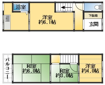 東大阪市河内町　貸家の間取り