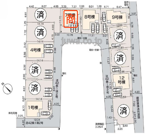 【新築分譲住宅】川越市中台の区画図