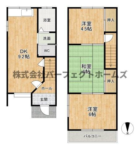 河北中町戸建　賃貸の間取り