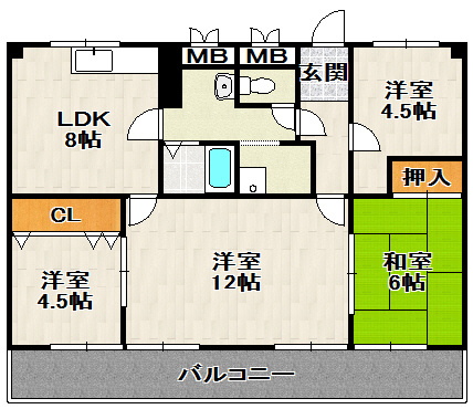 いなぱれす宝塚の間取り