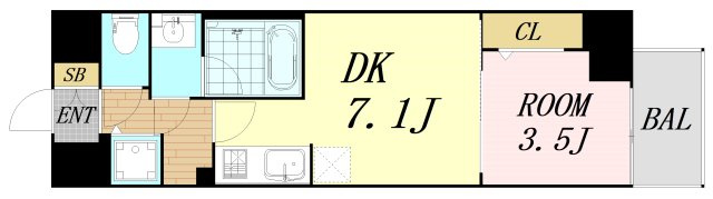 ライフフィールドなにわ本町RUELLE　仲介手数料無料の間取り
