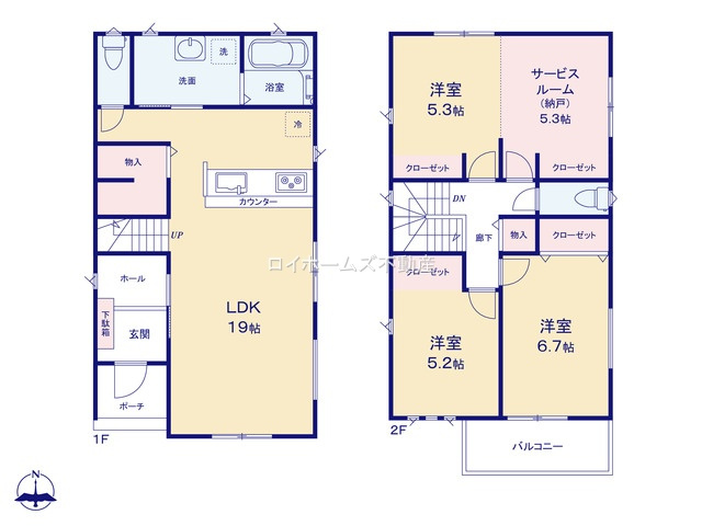 【間取り】 | 津島市愛宕町１丁目1-2『仲介料無料』新築戸建て | 2号棟