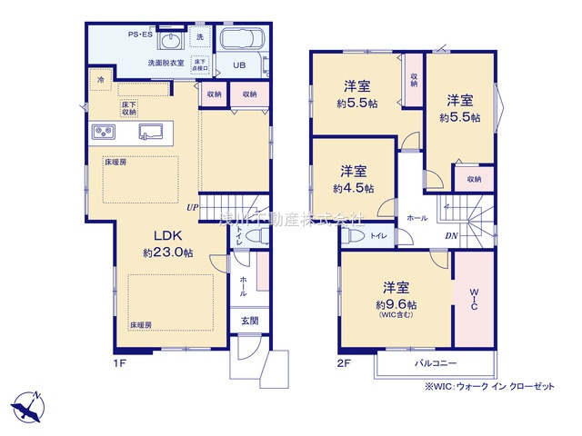 八王子市　散田町　新築一戸建て　８期の間取り|～南東向き4LDK　開放感のあるワンフロアリビングの間取り～