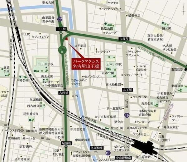 パークアクシス名古屋山王橋の地図