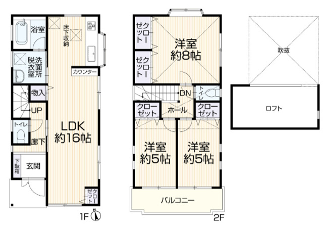 【間取り】 | 八尾市福栄町1丁目 | 【全洋室3LDK＋駐車2台】室内水廻り設備一新！内外装全面リフォーム済み☆オール電化住宅☆浴室乾燥機・TVモニターホン完備☆瑕疵保険（国交省指定）保証付きです☆