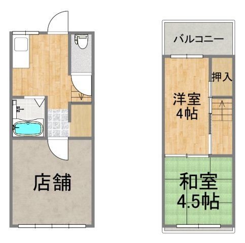 舎利寺３丁目店舗付住宅の間取り