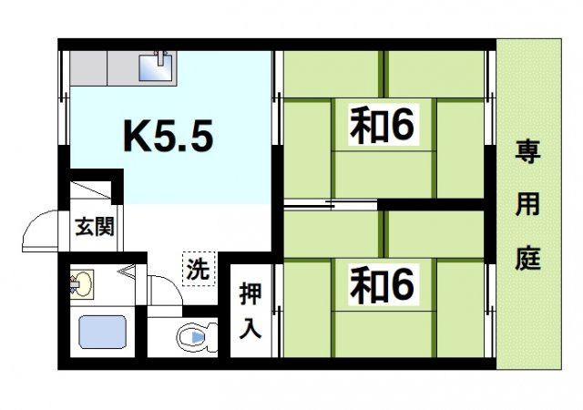 ニューハイツ東中の間取り|２K