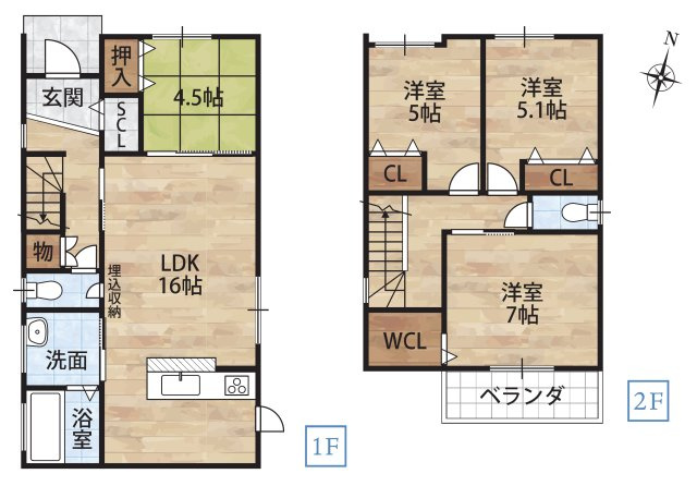 野崎Ⅱ・新築戸建の間取り