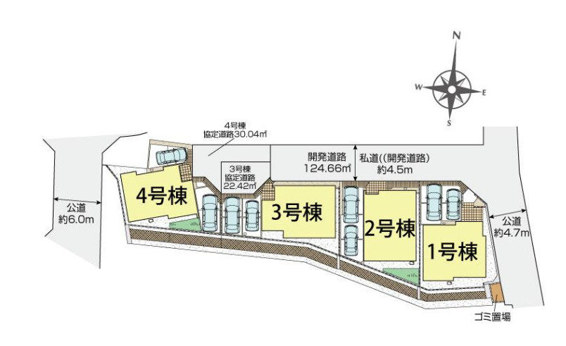 秦野市東田原　新築戸建　全4棟2号棟の区画図