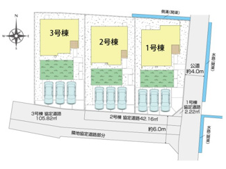 【区画図】 | 新築戸建　南アルプス市加賀美 全3号棟 南東向き | 3号棟区画図　並列駐車3台