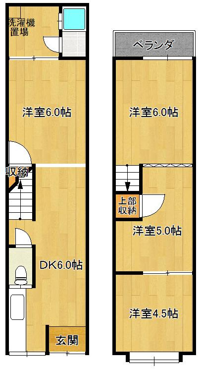 吉祥院西ノ庄西浦町テラスハウスの間取り