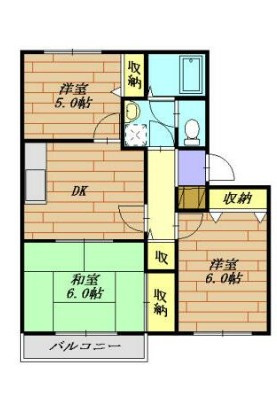 アビタシオン大和田B棟　仲介手数料（賃料の1.10ヵ月）の50％OFF対象物件！の間取り