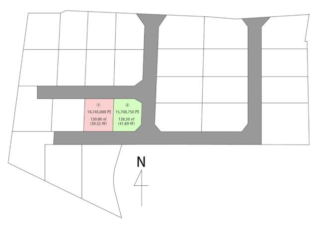 高知市一宮中町2丁目　建築条件付き　売土地　②　【全33区画】の区画図|②　土地面積　138.5㎡　（約41.89坪）