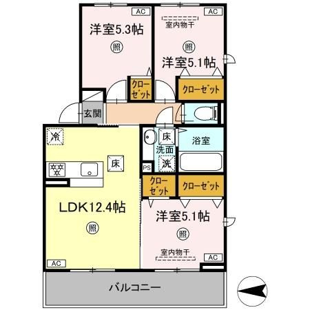 セゾンコート出仲間の間取り