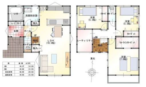 千葉市中央区宮崎町の新築一戸建の間取り