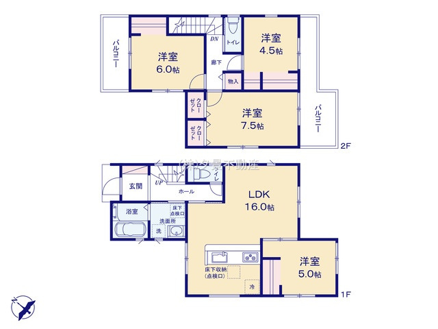 《仲介手数料無料》西区大字指扇2845-1新築一戸建てファーストタウンの間取り
