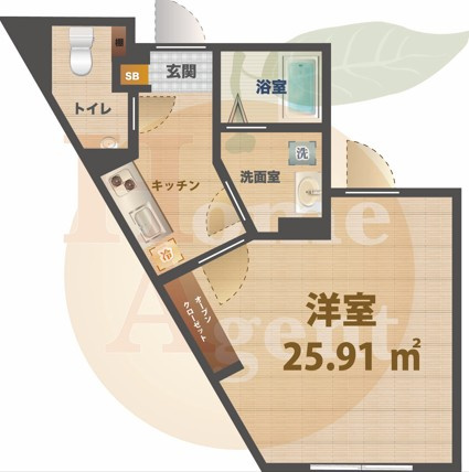 【間取り】 | Sky Rainbow KAMITAKADA | 1Kのお部屋です。