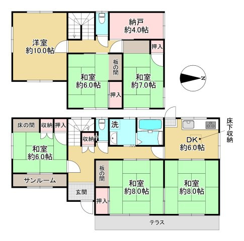 西宮市宝生ヶ丘一丁目　貸家の間取り