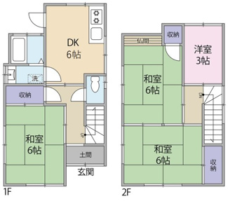 【間取り】 | 安佐北区深川五丁目　戸建 | 閑静な住宅地に立地する4DK戸建