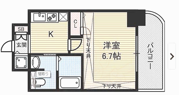 エステムコート難波Ⅱアレグリアの間取り|エステムコート難波Ⅱアレグリア　1Ｋタイプ