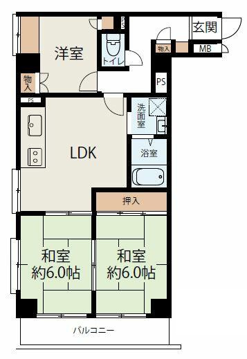 【間取り】 | サントピア田川 | 最上階・東南角部屋・オーナーチェンジ物件