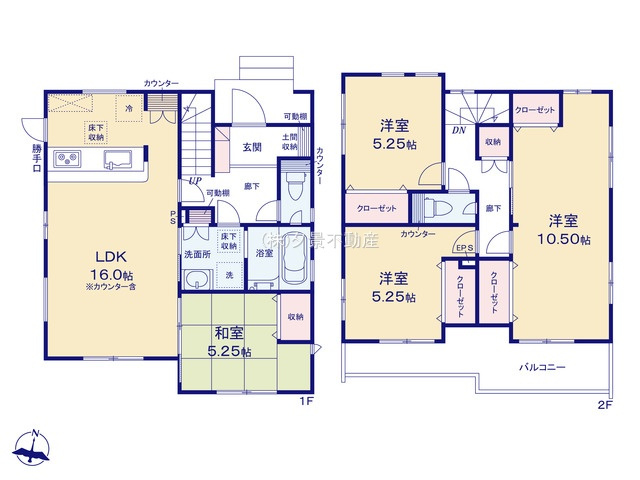《仲介手数料無料》見沼区大字片柳410-2新築一戸建てブルーミングガーデンの間取り