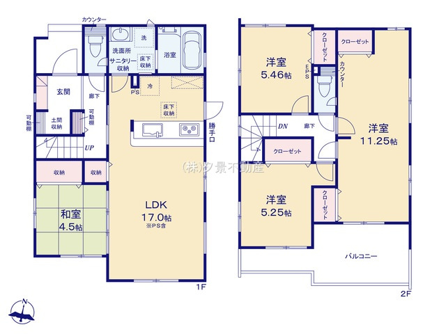 《仲介手数料無料》見沼区大字片柳410-2新築一戸建てブルーミングガーデンの間取り