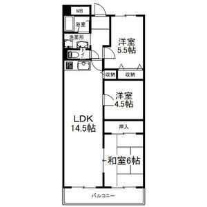 西宮市門前町の賃貸マンションの間取り