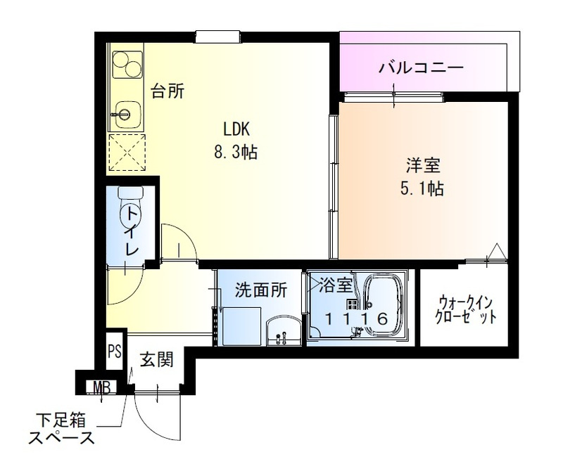 神戸市中央区北本町通４丁目のアパートの間取り