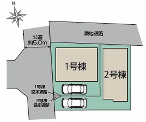 【仲介手数料０円】厚木市恩名3丁目　新築一戸建て　全2棟の区画図|厚木市恩名3丁目　新築一戸建て　全2棟