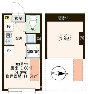 江戸川区北葛西１丁目のアパートの間取り