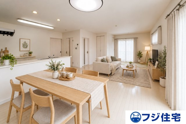 岸和田市春木旭町の居間・リビング|※バーチャルステージング画像（AI合成）です。合成された家具等は販売価格に含まれません。