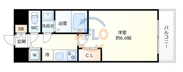 フレアコート梅田の間取り|フレアコート梅田　開放感ある間取り