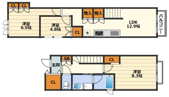 紅梅町戸建の間取り
