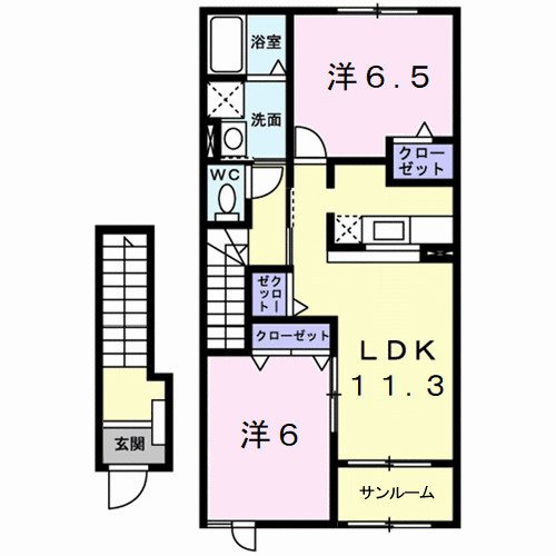 【間取り】 | シュティル　ブリーゼＣ
