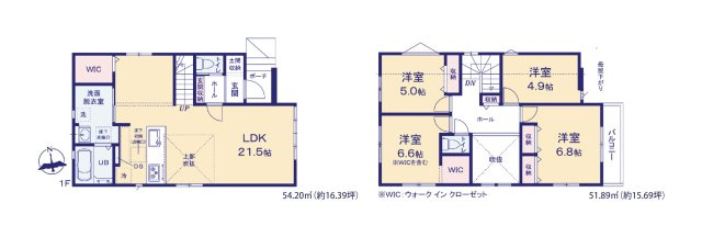 太宰府市都府楼南3丁目第2-2棟（1号棟）の間取り|全居室収納付きで便利です。