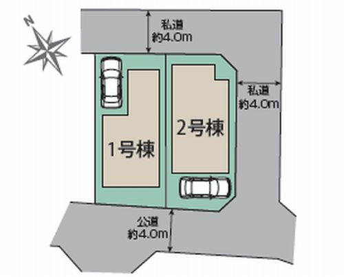【仲介手数料０円】相模原市南区古淵4丁目　新築一戸建て　全2棟の区画図|相模原市南区古淵4丁目　新築一戸建て　全2棟
