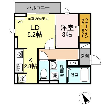 D-room F.京町の間取り|使い勝手の良い間取りです♪