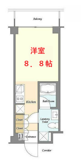 【間取り】 | イプセ蒲田WEST | 洋室８．８帖です