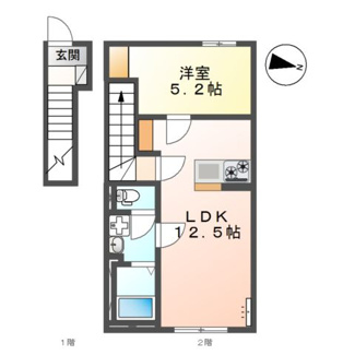 【間取り】 | （仮）リバーヒルズ大津町１LDK