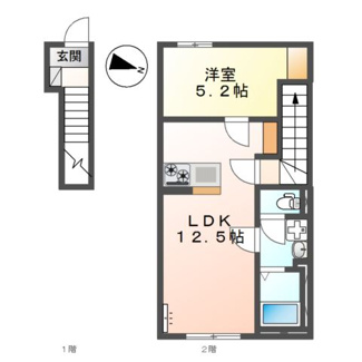 【間取り】 | （仮）リバーヒルズ大津町１LDK
