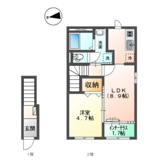 【間取り】 | （仮）スターテラスⅡ小山町１Ｋ・１ＬＤＫ