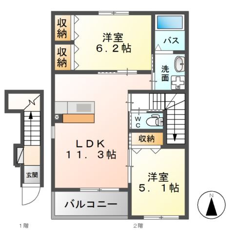 【間取り】 | リバーサイドビューパレスＫ